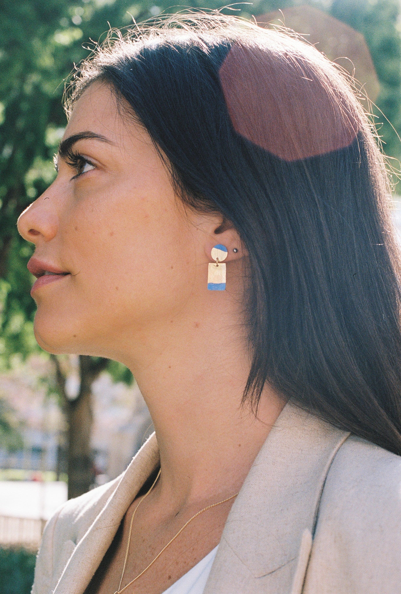 Blue Rectangle Earrings