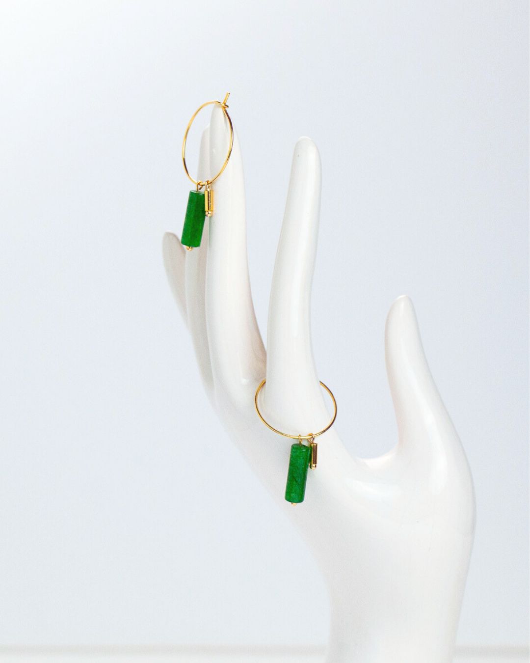 Green Jade Hoops