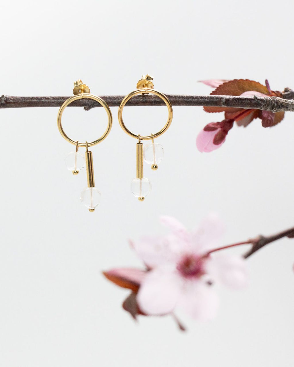Quartz Circle Earrings