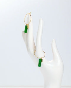 Green Jade Hoops