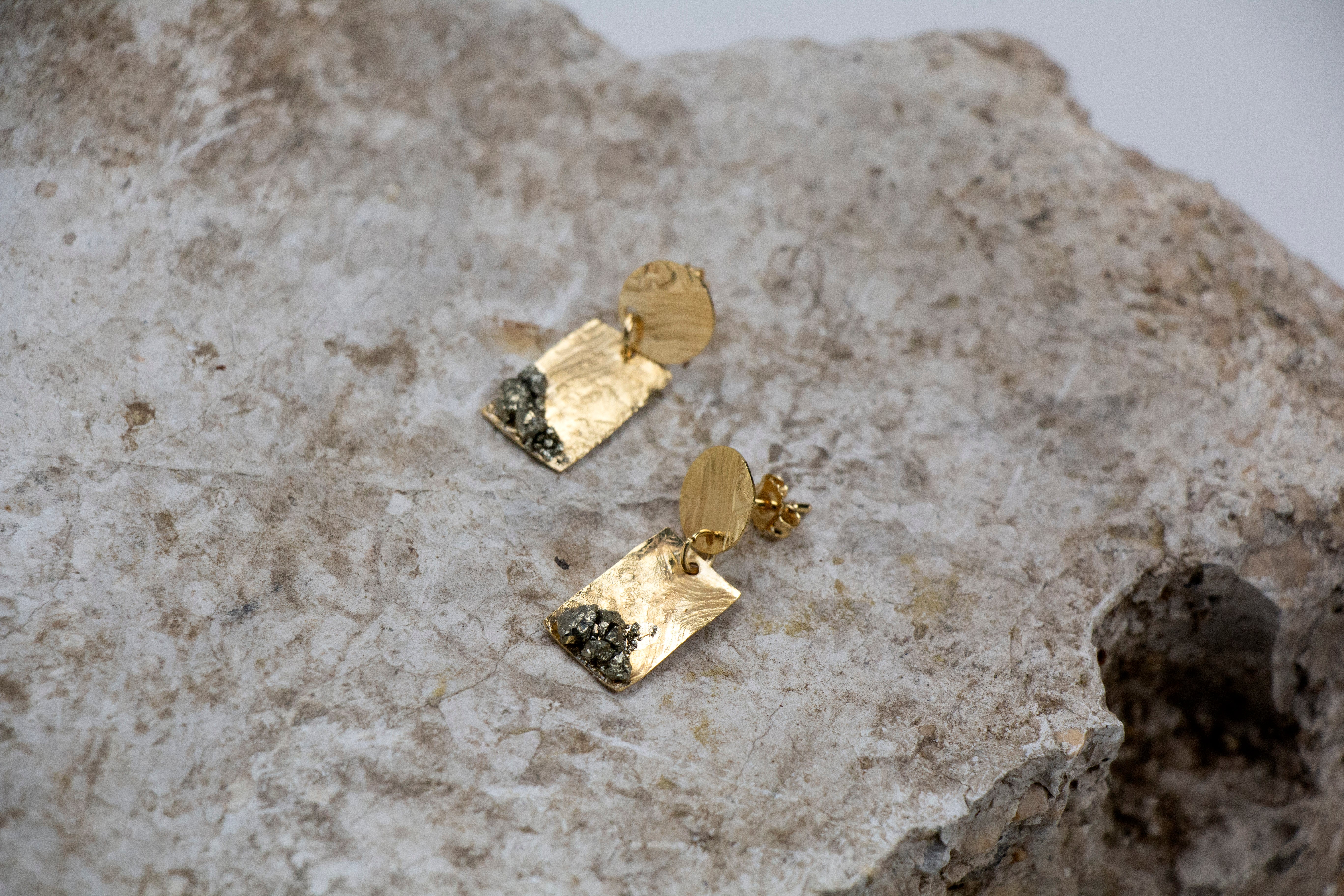 Pyrite Rectangle Earrings